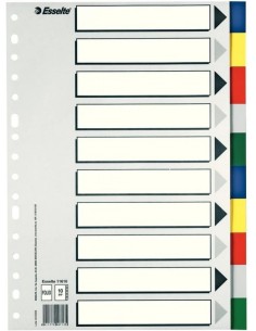 Bolsa separadores fº multitaladro con 10 pestanas de colores pvc esselte